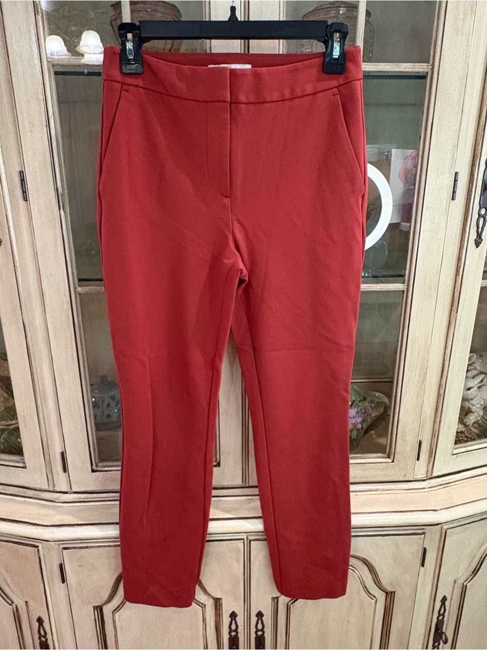 Boden Straight-Leg Ponte Pants in Rust Red
